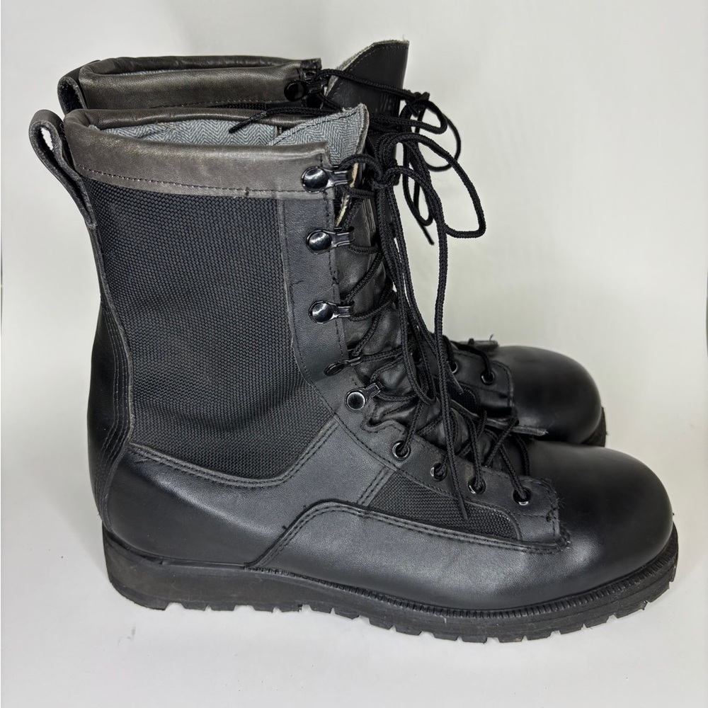 Wellco Boots Mens Size 11W  Black Leather Combat Military Lace Up Lined Workboot
